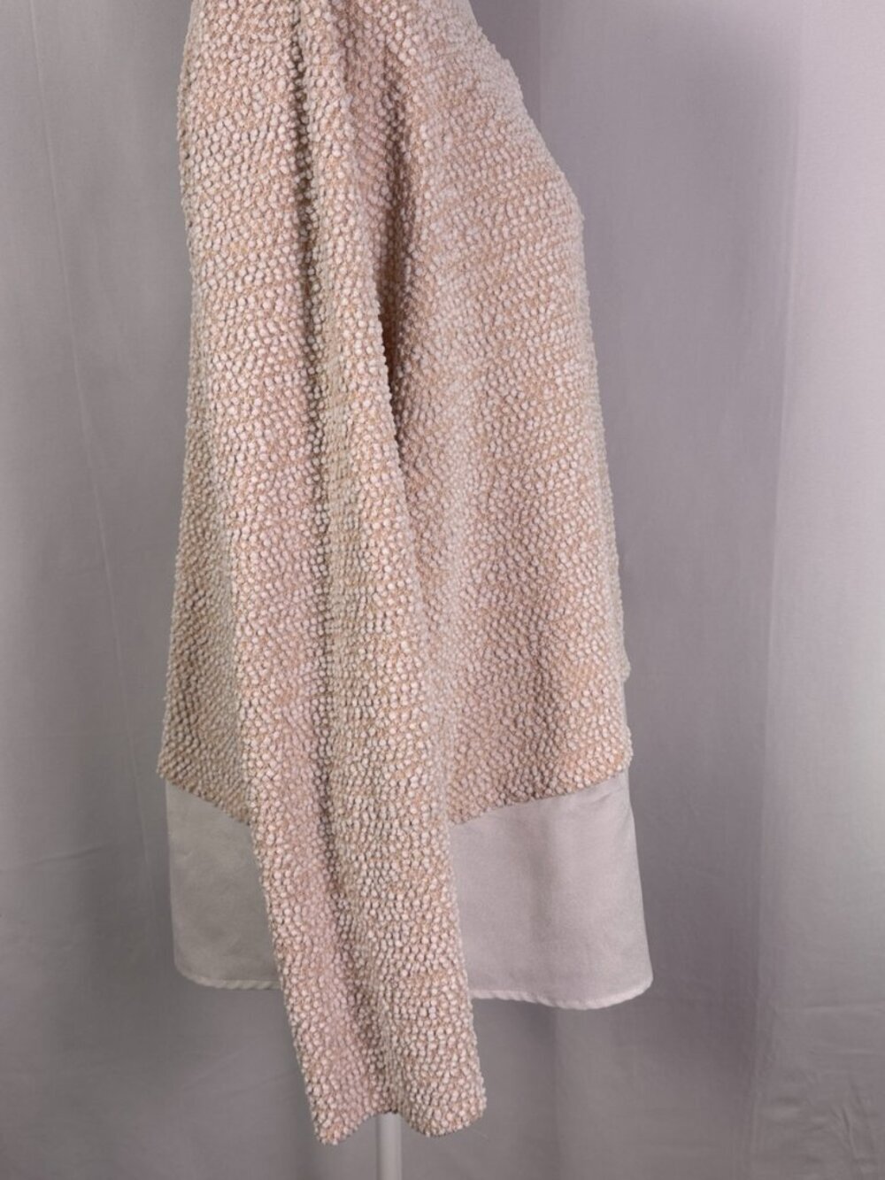 Calvin Klein Blush Pink Bouclé Layered Hem Sweater XL | Textured Knit Career Chi - Picture 7 of 10